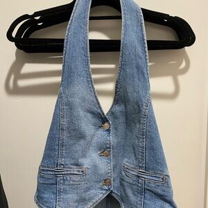 Blue Denim Halter Vest